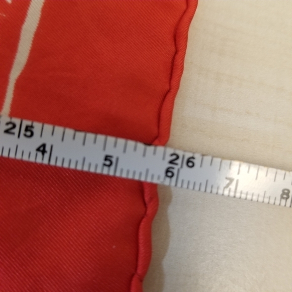 {26" X 26"} Vintage Givenchy Paris Scarf Abstract Orangy-Red Green Purple White - Picture 13 of 13